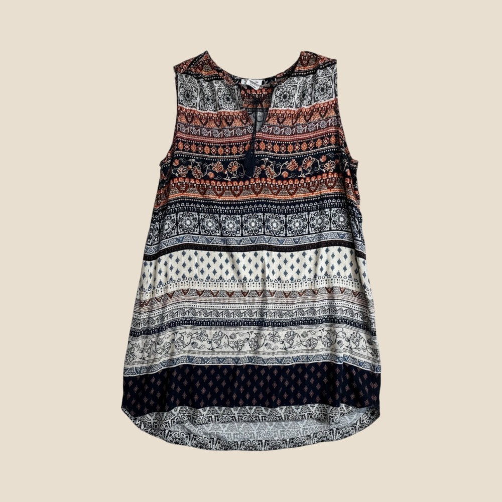 Beachlunchlounge Sleeveless Cover Up Dress Women XL Indie Boho Tassel Geometric